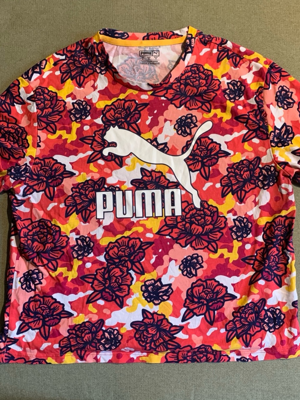 Puma Women’s Pink Camo Floral Logo Tee